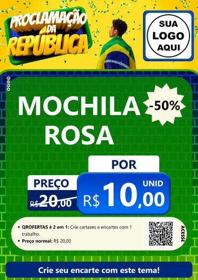 Modelo de Cartaz para Cartaz A4 Vertical com o tema Proclamação da República para Papelaria