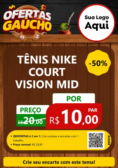 Modelo de Cartaz para Cartaz A4 Vertical com o tema Ofertas Dia do Gaúcho para Calçados