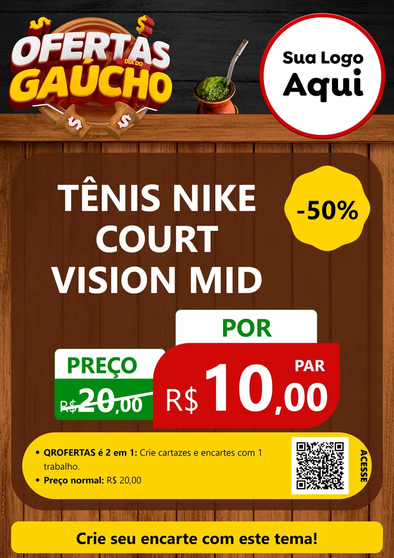 Modelo de Cartaz para Cartaz A4 Vertical com o tema Ofertas Dia do Gaúcho para Calçados