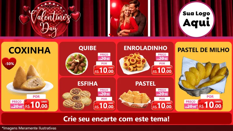 Modelo de TV para TV Horizontal com o tema Valentine's Day para Salgadaria