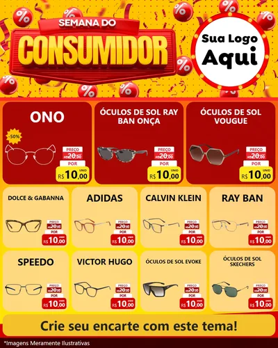 Modelo de Rede Social para Feed Instagram com o tema Semana do Consumidor para Óticas