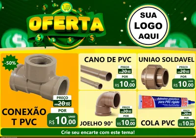 Modelo de Encarte para Encarte A4 Horizontal com o tema Oferta para Tubos e conexões