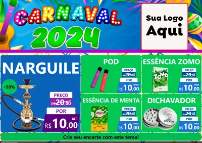 Modelo de Encarte para Encarte A4 Horizontal com o tema Carnaval 2027 para Tabacaria