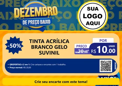 Modelo de Cartaz para Cartaz A4 Horizontal com o tema Dezembro de Preço Baixo para Tintas e Ferramentas
