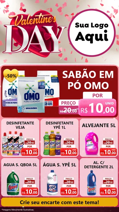 Modelo de Rede Social para Stories com o tema Valentine's Day para Produtos de Limpeza