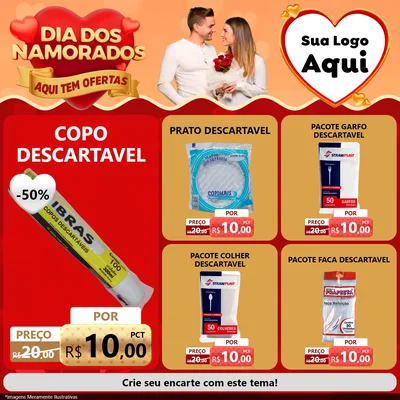 Modelo de Rede Social para Feed Facebook com o tema Dia dos Namorados - Aqui Tem Ofertas para Embalagens