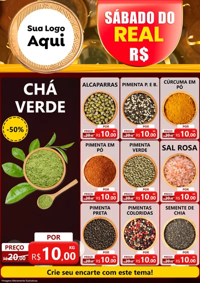 Modelo de Encarte para Encarte A4 Vertical com o tema Sábado do Real para Produtos Naturais