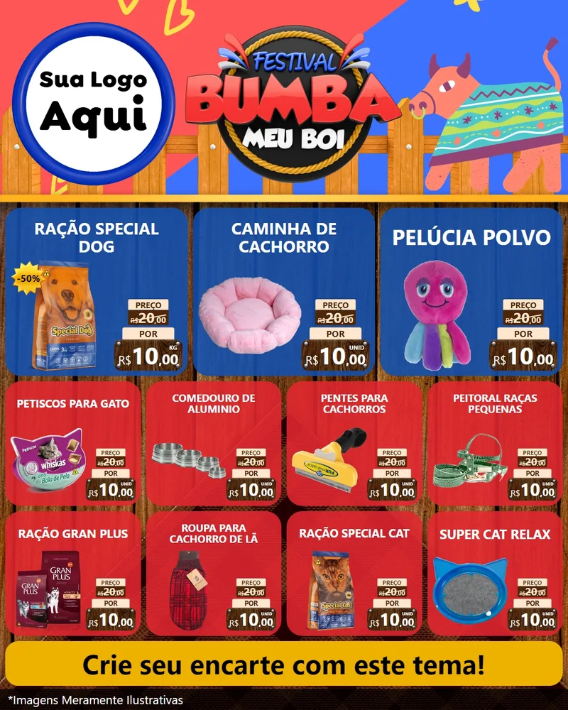 Modelo de Rede Social para Feed Instagram com o tema Festival Bumba Meu Boi para Pet Shop