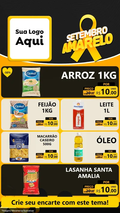 Modelo de TV para TV Vertical com o tema Setembro Amarelo para Supermercado