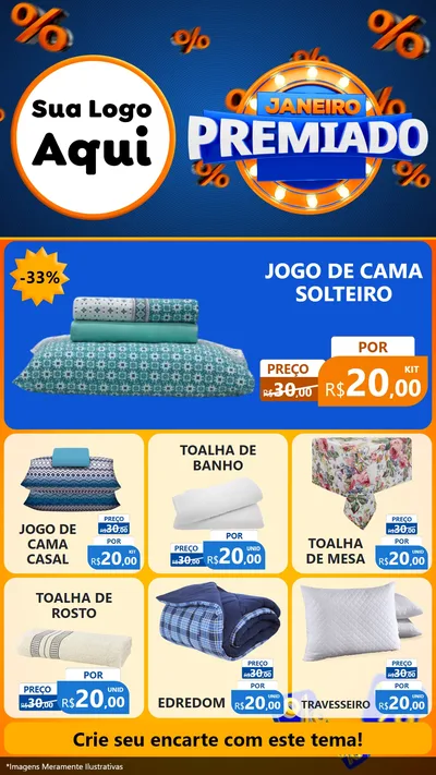 Modelo de Rede Social para Stories com o tema Janeiro Premiado para Cama, Mesa e Banho