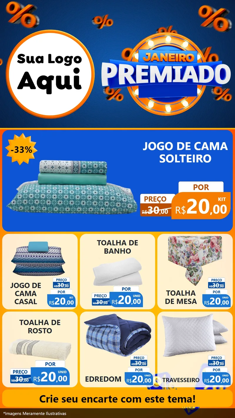 Modelo de Rede Social para Stories com o tema Janeiro Premiado para Cama, Mesa e Banho