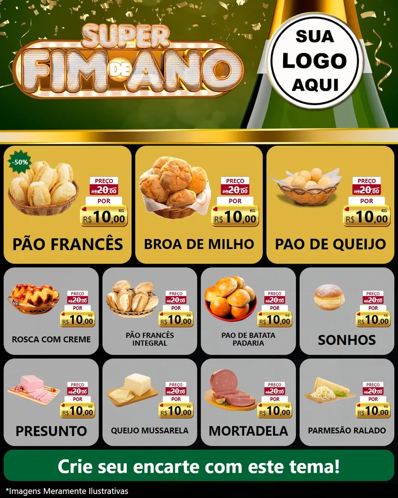 Modelo de Rede Social para Feed Instagram com o tema Super Fim de Ano para Padaria