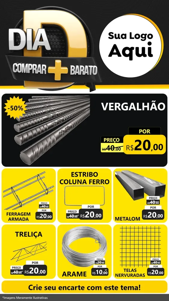Modelo de Rede Social para Stories com o tema Dia D Mais Economia para Ferragens