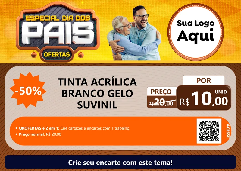 Modelo de Cartaz para Cartaz A4 Horizontal com o tema Especial Dia dos Pais para Tintas e Ferramentas