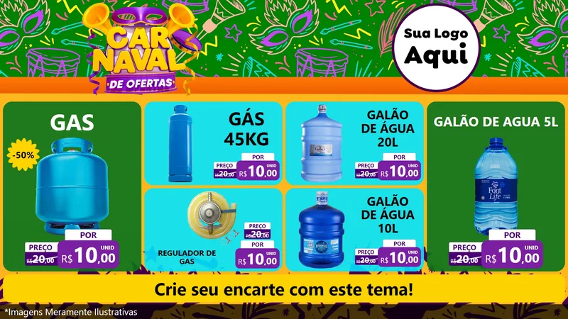 Modelo de TV para TV Horizontal com o tema Carnaval de Ofertas para Água e gás