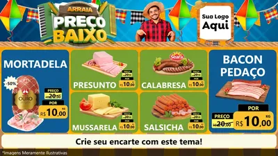 Modelo de TV para TV Horizontal com o tema Arraiá de Preço Baixo - Junina para Frios e Laticínios