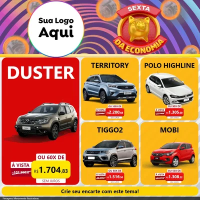 Modelo de Rede Social para Feed Facebook com o tema Sexta da Economia para Concessionaria de Carros