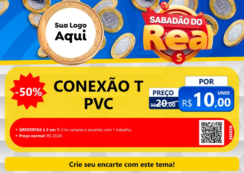 Modelo de Cartaz para Cartaz A4 Horizontal com o tema Sabadão do Real para Tubos e conexões
