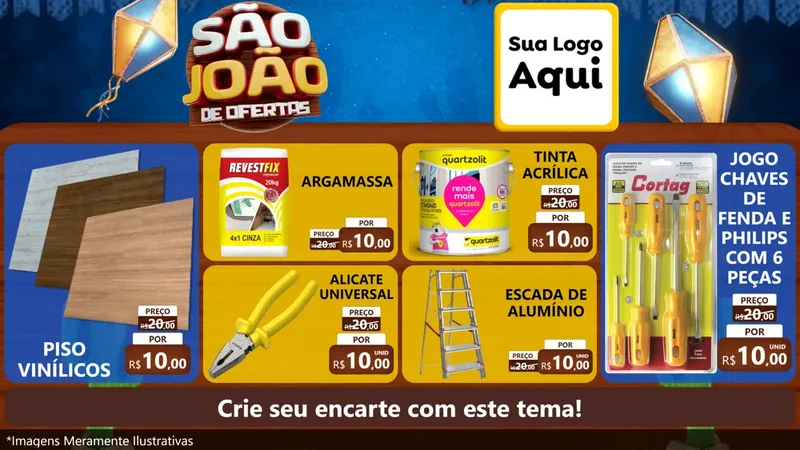 Modelo de TV para TV Horizontal com o tema São João Ofertas Imbatíveis! - Junina para Material para Construção