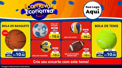 Modelo de TV para TV Horizontal com o tema Carnaval da Economia para Artigos Esportivos