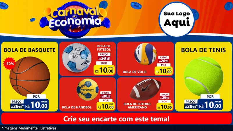 Modelo de TV para TV Horizontal com o tema Carnaval da Economia para Artigos Esportivos