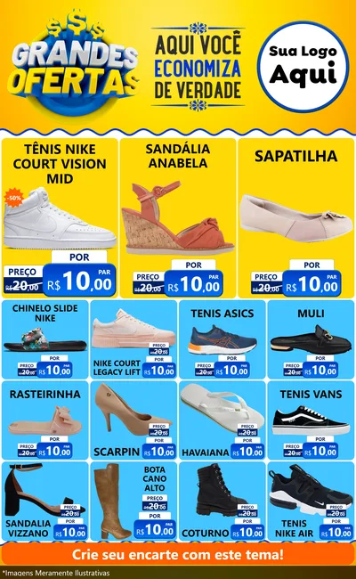 Modelo de Encarte para Encarte Grande com o tema Grandes Ofertas para Calçados