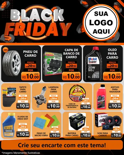 Modelo de Rede Social para Feed Instagram com o tema Black Friday para Auto peças