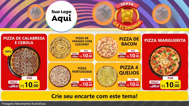 Modelo de TV para TV Horizontal com o tema Sexta da Economia para Pizzaria