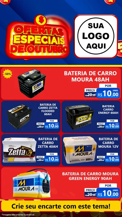 Modelo de TV para TV Vertical com o tema Ofertas Especiais de Outubro para Baterias Elétricas