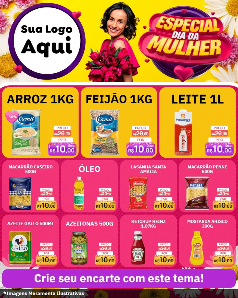Modelo de Rede Social para Feed Instagram com o tema Especial Dia da Mulher para Supermercado