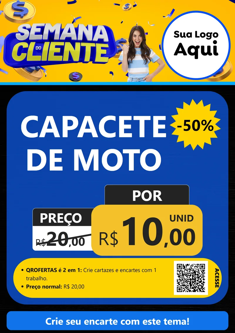 Modelo de Cartaz para Cartaz A4 Vertical com o tema Semana do Cliente para Moto peças