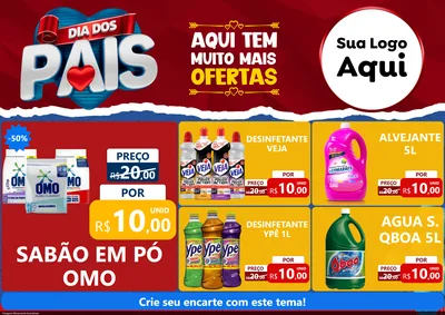 Modelo de Encarte para Encarte A4 Horizontal com o tema Dia dos Pais para Produtos de Limpeza