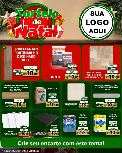 Modelo de Rede Social para Feed Instagram com o tema Sorteio de Natal para Pisos e revestimentos