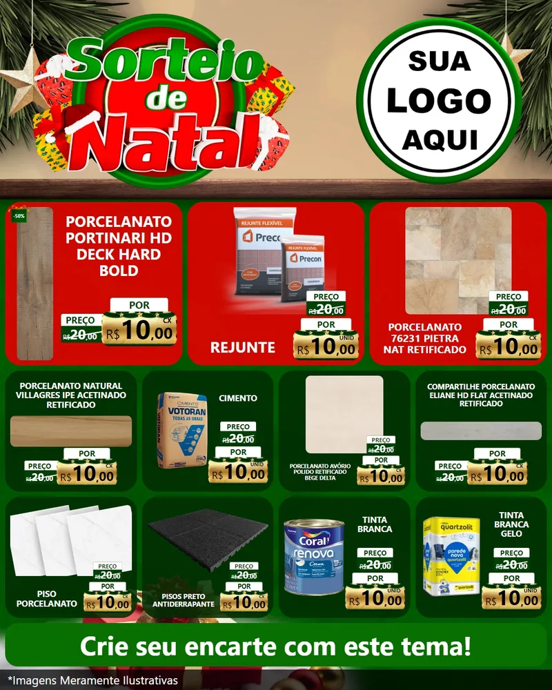 Modelo de Rede Social para Feed Instagram com o tema Sorteio de Natal para Pisos e revestimentos