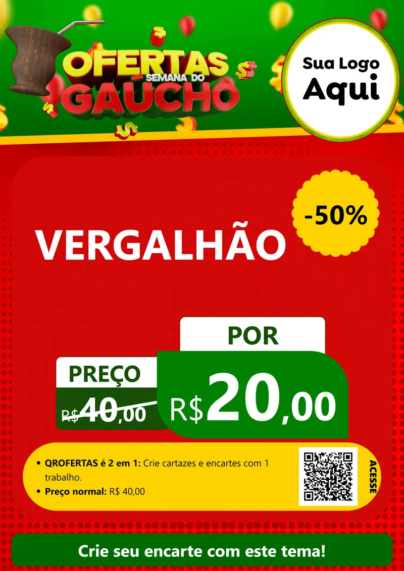 Modelo de Cartaz para Cartaz A4 Vertical com o tema Ofertas Semana Do Gaúcho para Ferragens