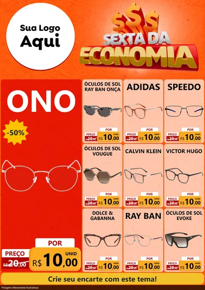 Modelo de Encarte para Encarte A4 Vertical com o tema Sexta da Economia para Óticas