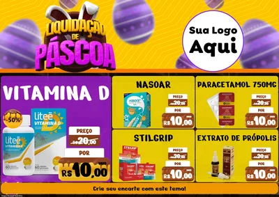 Modelo de Encarte para Encarte A4 Horizontal com o tema Liquidação de Páscoa para Farmácia