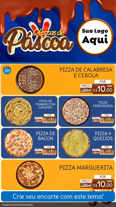 Modelo de TV para TV Vertical com o tema Ofertas de Páscoa para Pizzaria