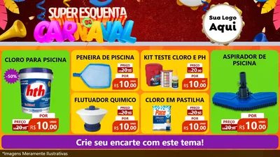Modelo de TV para TV Horizontal com o tema Super Esquenta de Carnaval para Produtos para Piscina