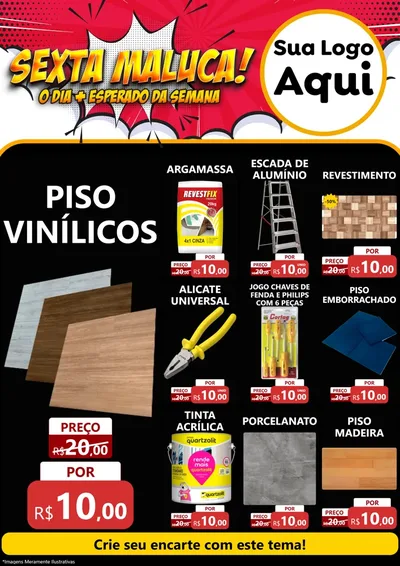 Modelo de Encarte para Encarte A4 Vertical com o tema Sexta Maluca! para Material para Construção