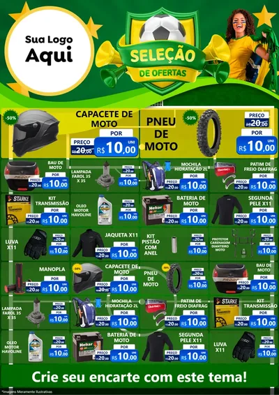 Modelo de Encarte para Encarte A4 Vertical com o tema Seleção de Ofertas - Copa para Moto peças