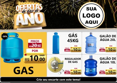 Modelo de Encarte para Encarte A4 Horizontal com o tema Ofertas de Fim de Ano para Água e gás