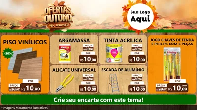 Modelo de TV para TV Horizontal com o tema Ofertas de Outono - Vem, Aproveite! para Material para Construção