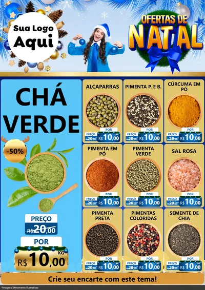 Modelo de Encarte para Encarte A4 Vertical com o tema Ofertas de Natal para Produtos Naturais