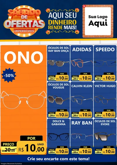 Modelo de Encarte para Encarte A4 Vertical com o tema Sábado de Ofertas Imperdíveis para Óticas