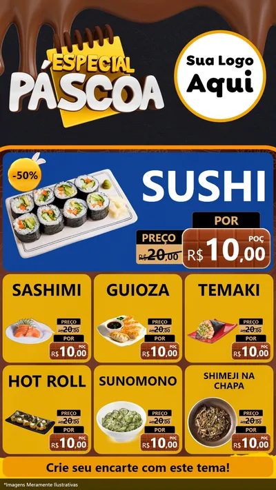Modelo de Rede Social para Stories com o tema Especial Páscoa para Comida japonesa
