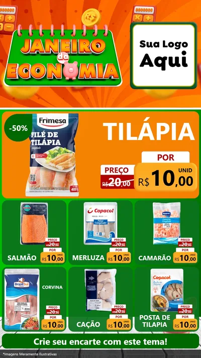 Modelo de Rede Social para Stories com o tema Janeiro da Economia para Peixaria