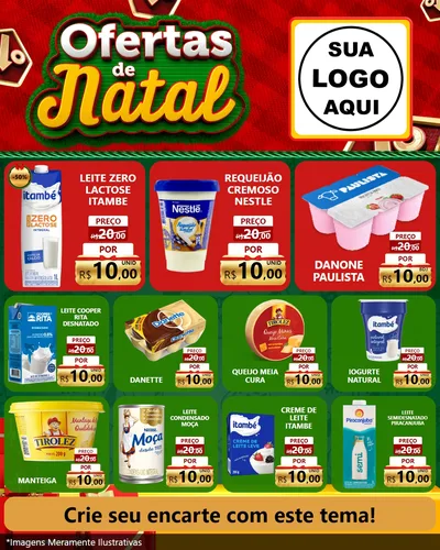 Modelo de Rede Social para Feed Instagram com o tema Ofertas de Natal para Frios e Laticínios