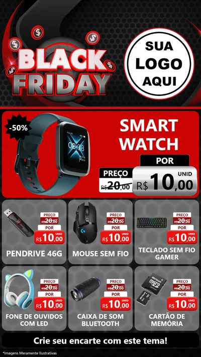 Modelo de Rede Social para Stories com o tema Black Friday para Informática