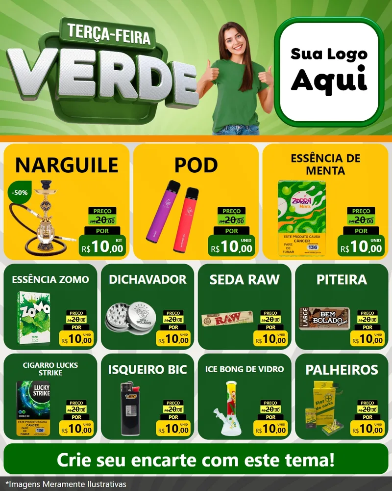 Modelo de Rede Social para Feed Instagram com o tema Terça - Feira Verde para Tabacaria